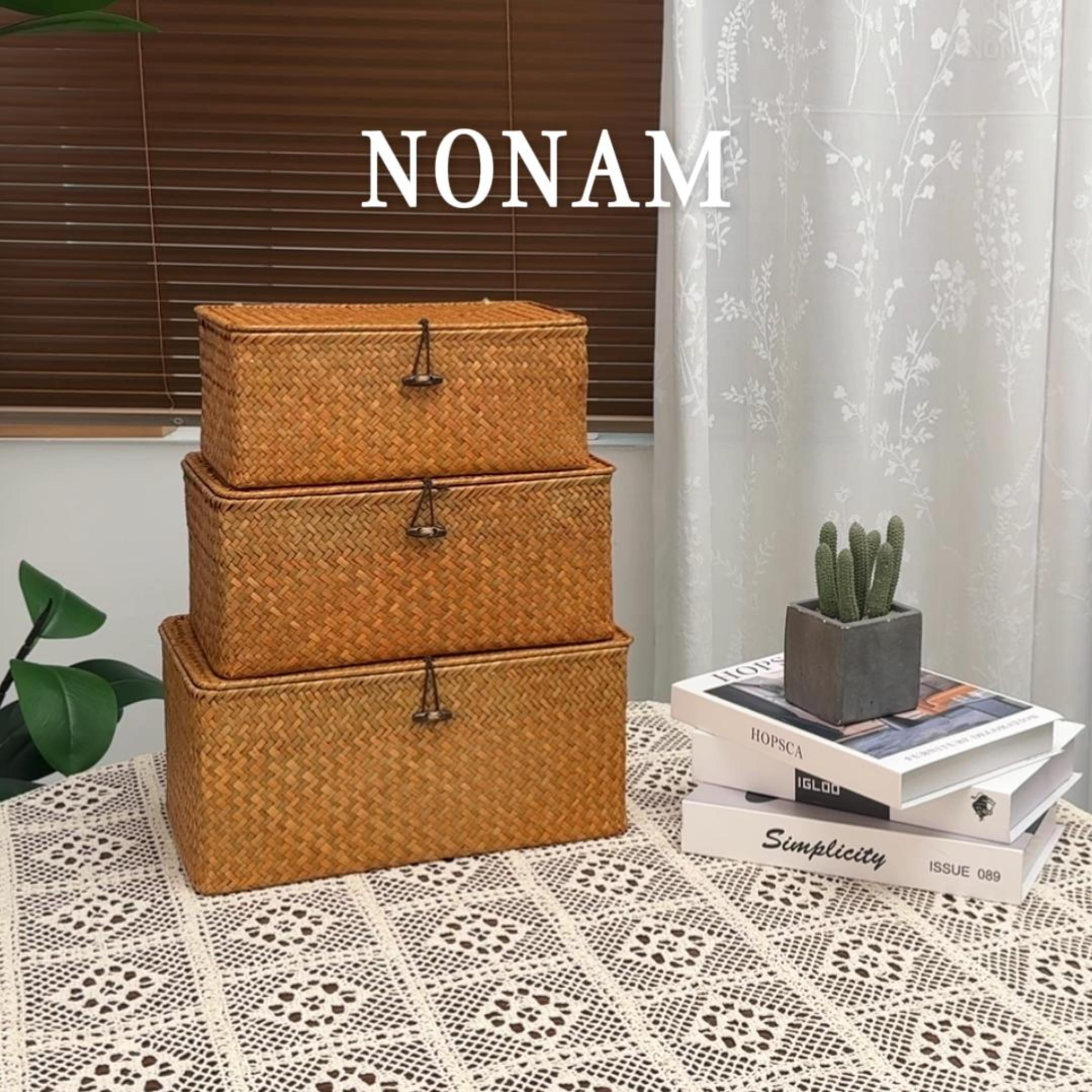 Amazon.com: Nonam Storage Basket with Lid, Natural Seagrass Bin